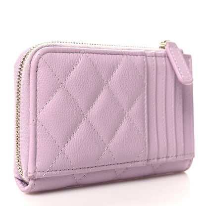 Chanel Caviar Quilted CC Zip Around Card Holder Light Purple 3 of 10