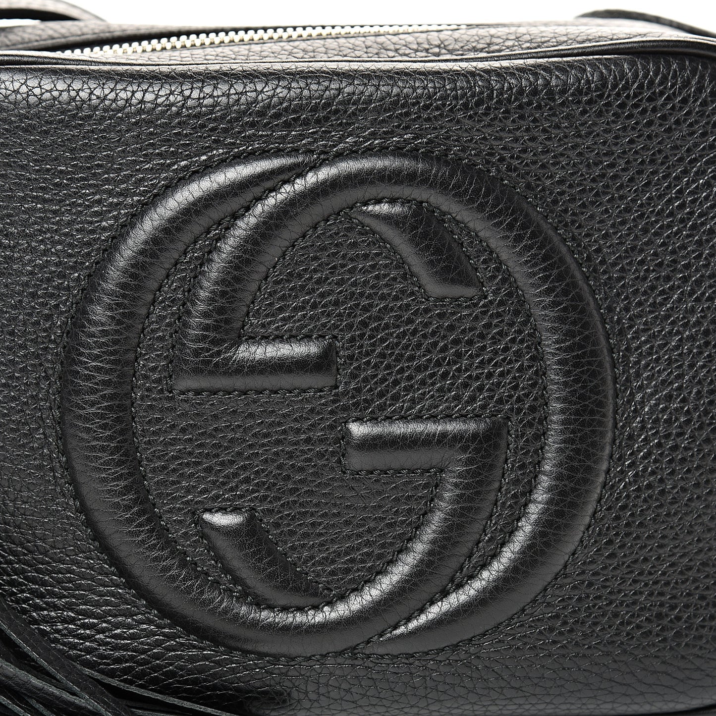 Pebbled Calfskin Small Soho Disco Bag Black