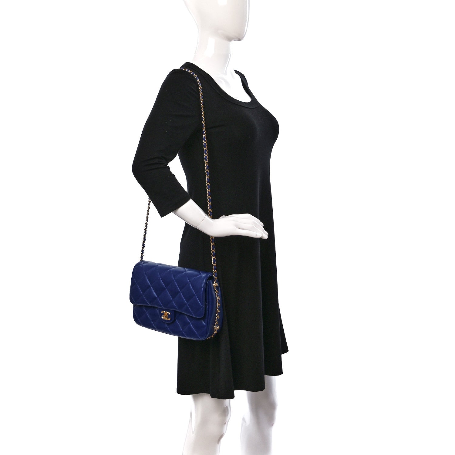 Chanel Lambskin Quilted Large CC Chain Flap Blue 2 of 10