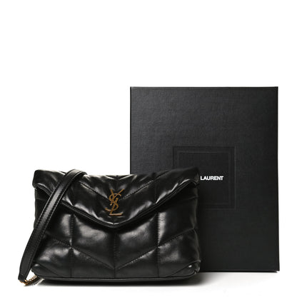 Saint Laurent Lambskin Quilted Toy Loulou Puffer Monogram Chain Satchel Black 13 of 13