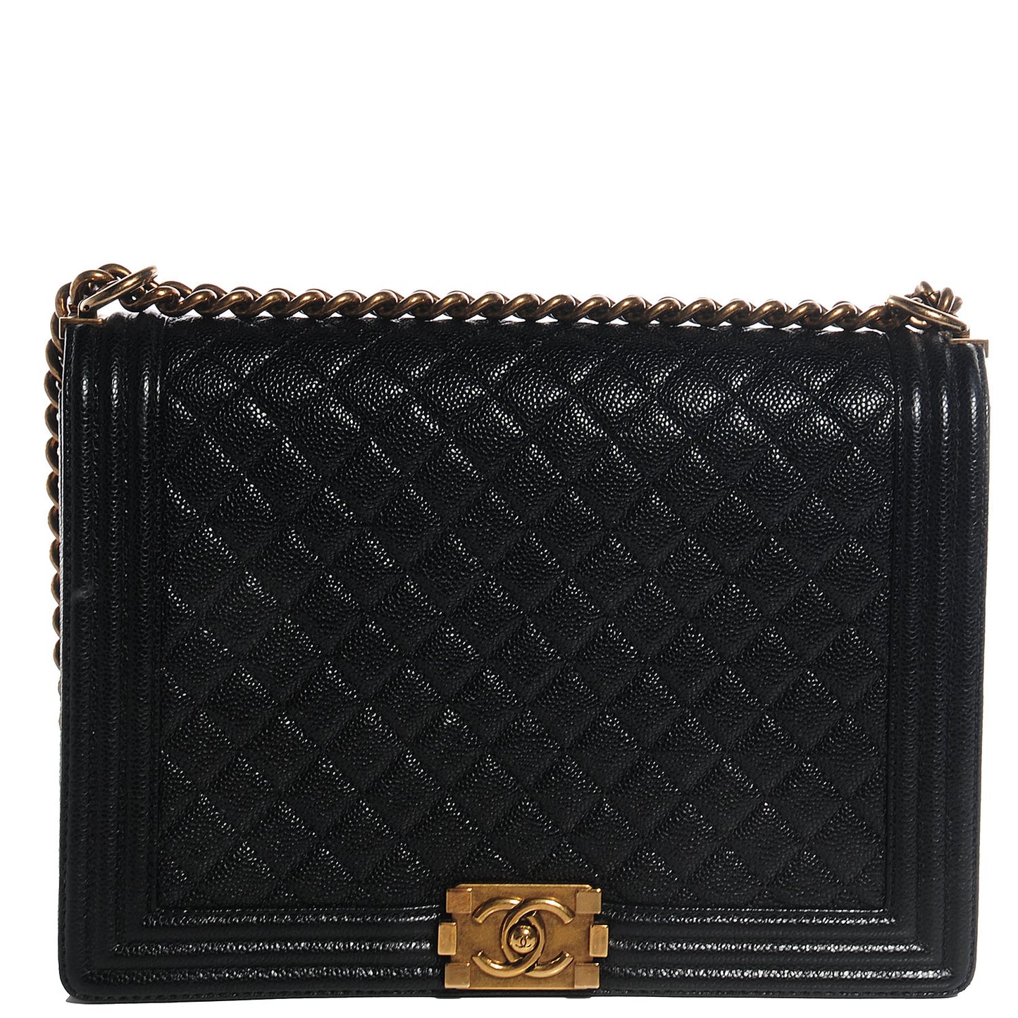 Caviar Quilted Large Boy Flap Black