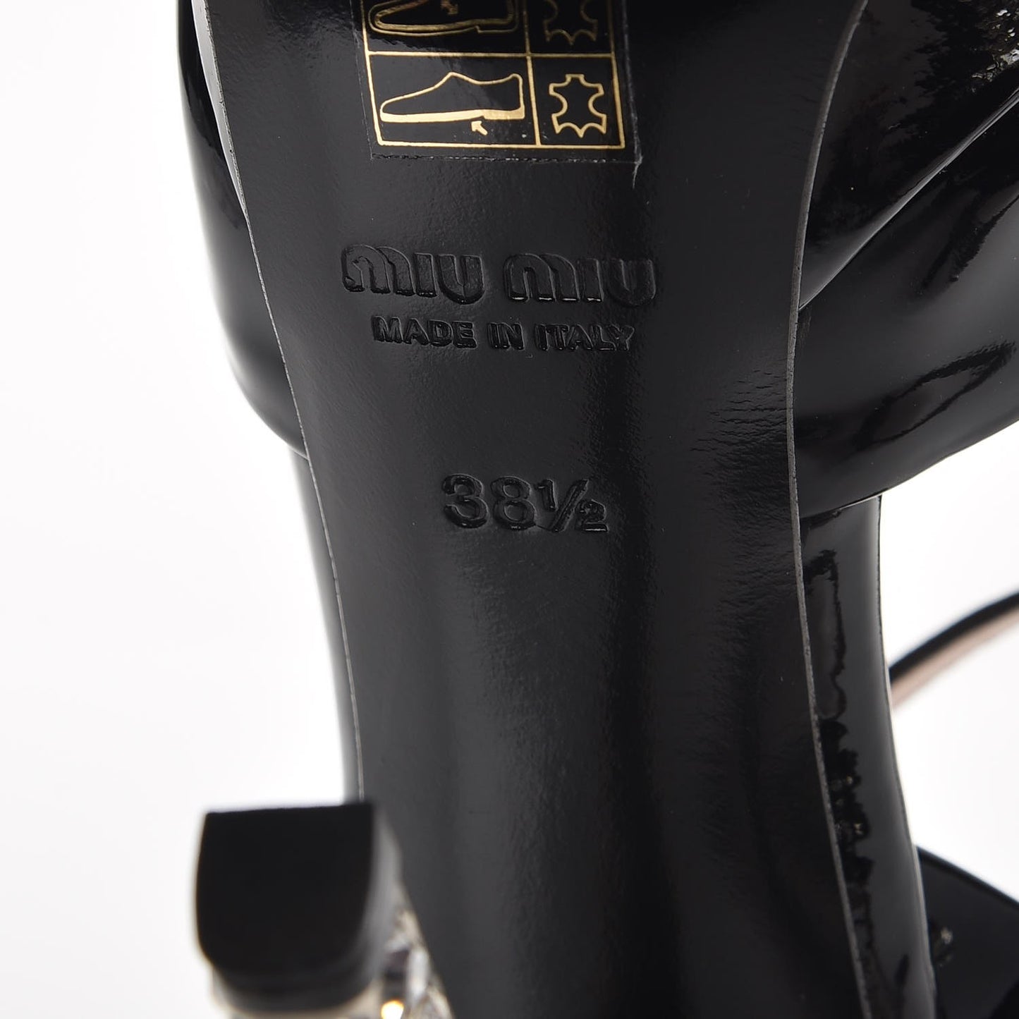 Patent Crystal Heel Peep Toe Platform Pumps 38.5 Black