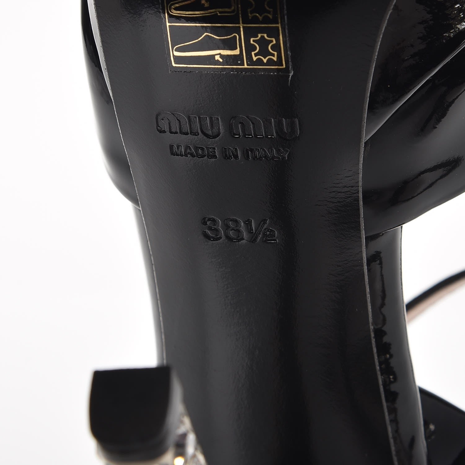 Miu Miu Patent Crystal Heel Peep Toe Platform Pumps 38.5 Black 8 of 10