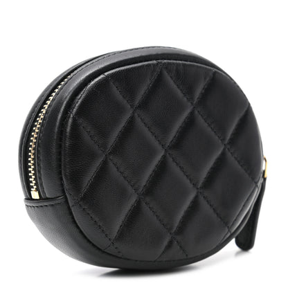 Chanel Lambskin Quilted Zip Around Classic Coin Purse Black 3 of 7
