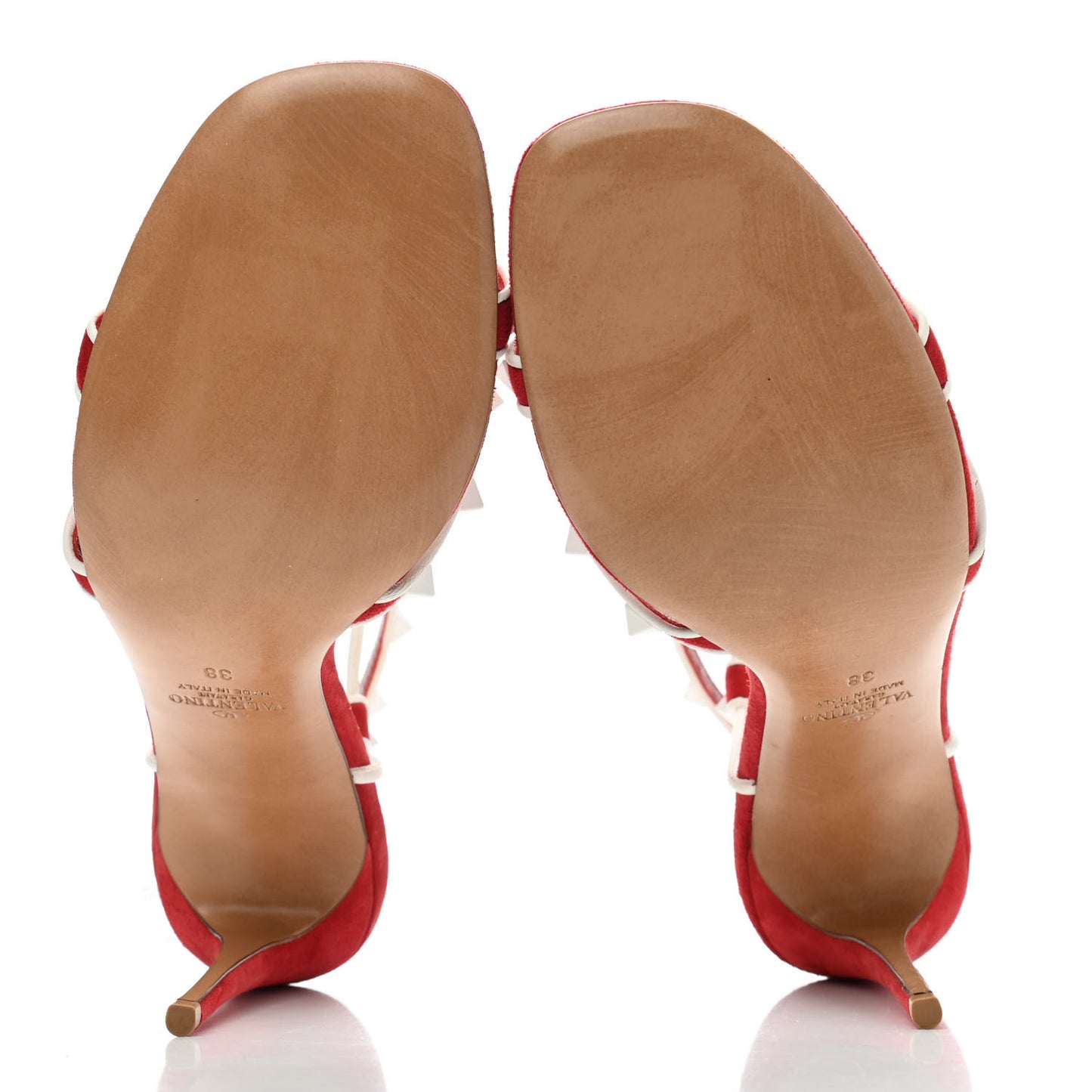 Suede Free Rockstud Ankle T-Strap 105mm Sandals 38 Rosso Valentino White