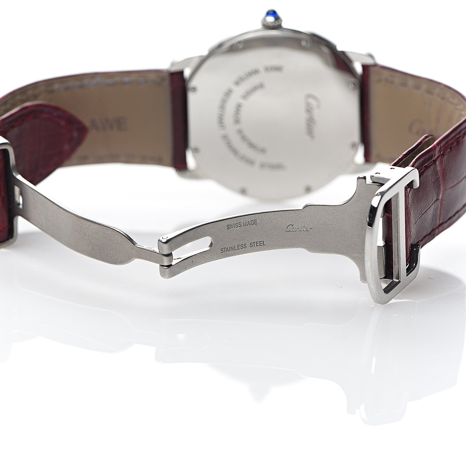 Cartier Stainless Steel Alligator 36mm Ronde Solo de Quartz Watch Red 6 of 7