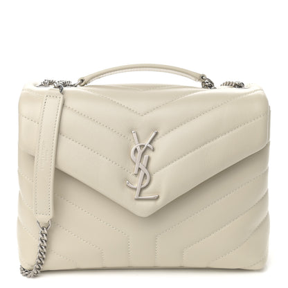 Saint Laurent Calfskin Y Quilted Monogram Small Loulou Chain Satchel Ivory 1 of 11