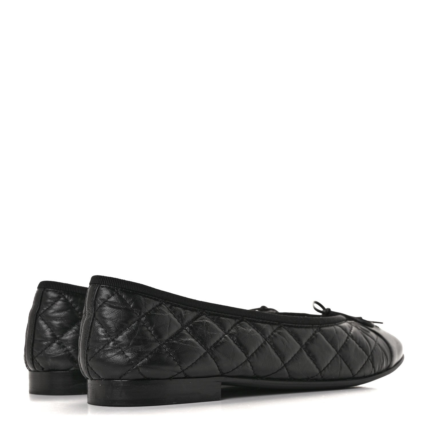 Chanel Aged Calfskin Quilted Cap Toe Ballerina Flats 40.5 Black 4 of 9