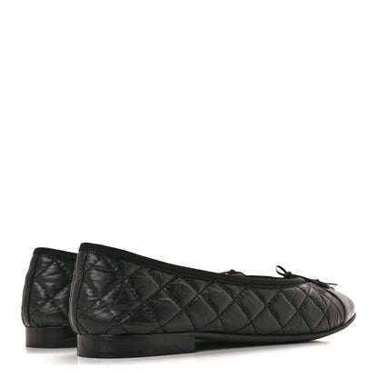Chanel Aged Calfskin Quilted Cap Toe Ballerina Flats 40.5 Black 4 of 9