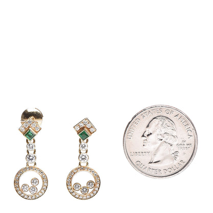 Chopard 18K Yellow Gold Diamond Emerald Happy Diamonds Earrings 2 of 6
