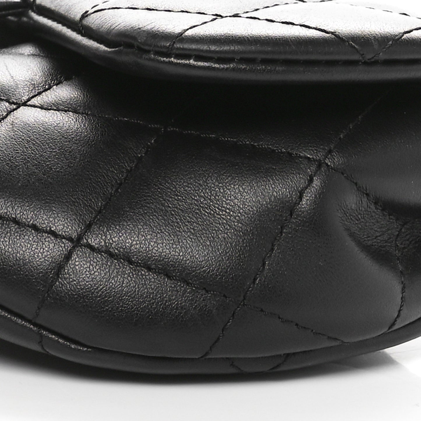 Calfskin Quilted CC Uniform Flap Belt Bag Black