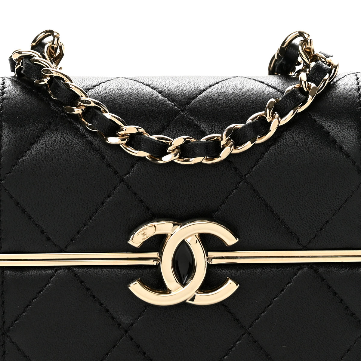 Chanel Lambskin Quilted Small Box With Chain Black 9 of 13