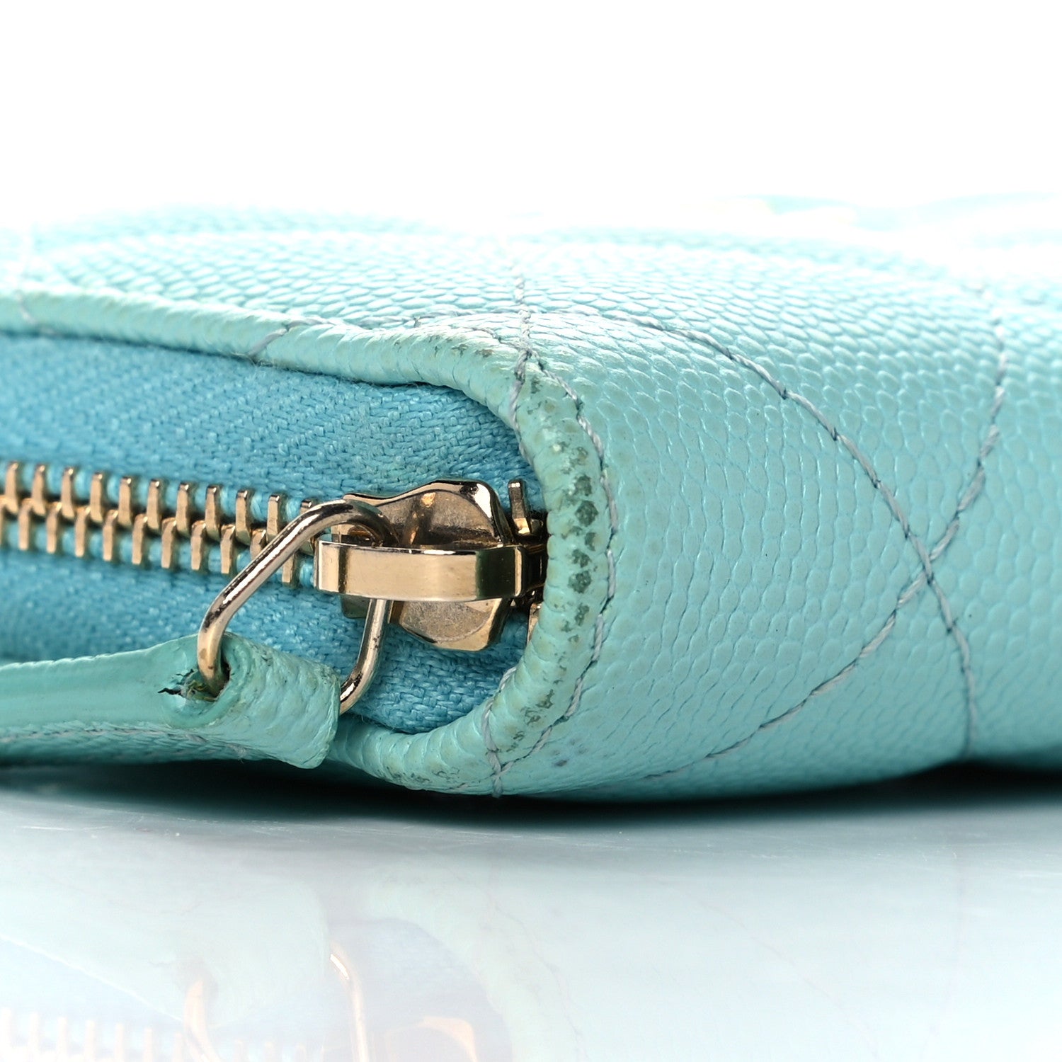 Chanel Caviar Quilted Zip Coin Purse Light Blue 8 of 19