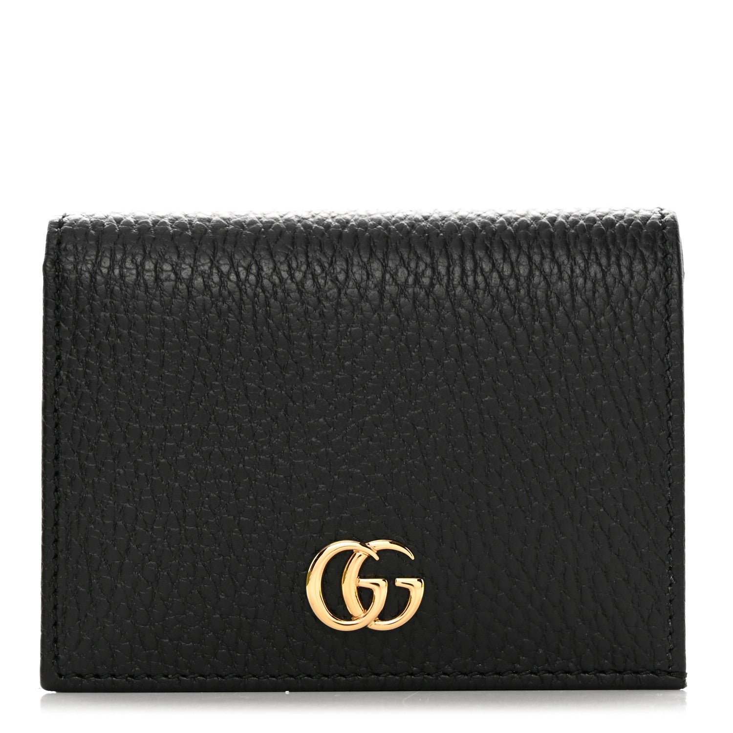 Gucci Pebbled Calfskin GG Marmont Card Case Black 1 of 8