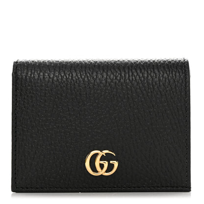 Gucci Pebbled Calfskin GG Marmont Card Case Black 1 of 8
