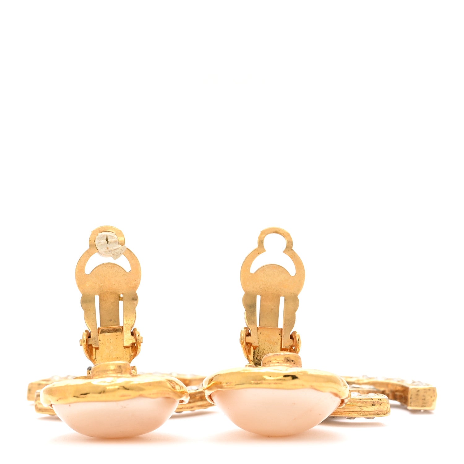 Chanel Pearl Crystal CC Drop Clip On Earrings Gold 3 of 8