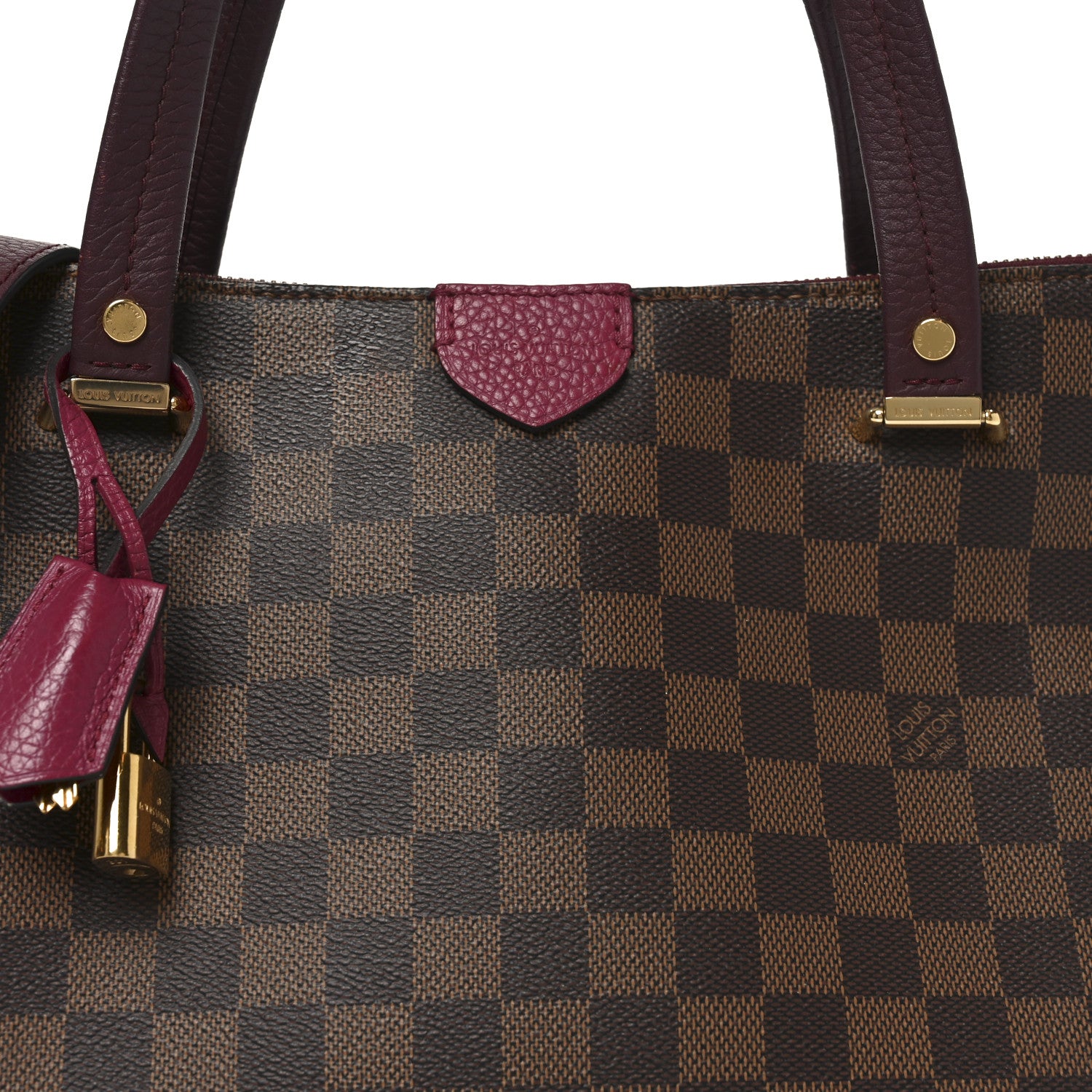 Louis Vuitton Damier Ebene Cuir Taurillon Hyde Park Fuchsia 7 of 9