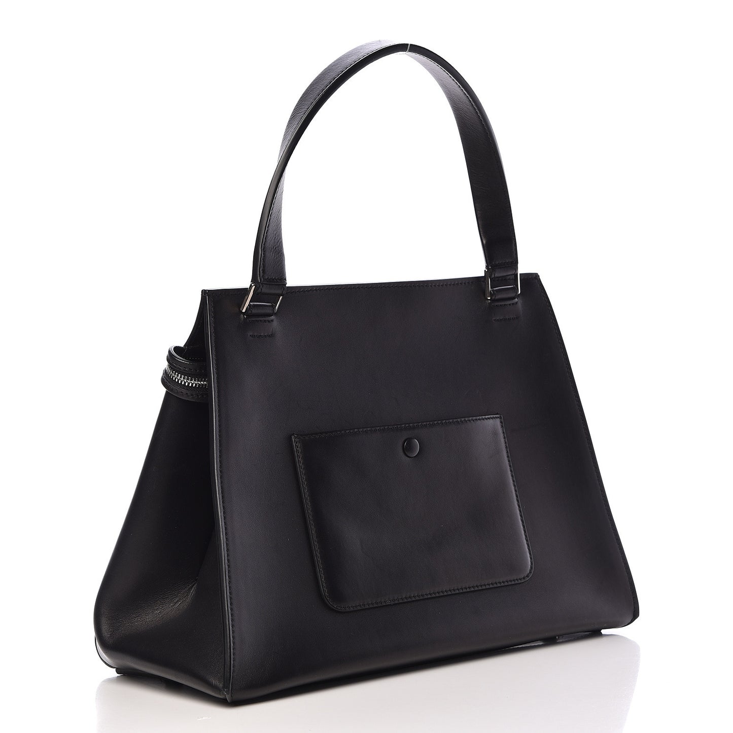 Smooth Calfskin Large Bi-Color Edge Shoulder Bag Almond