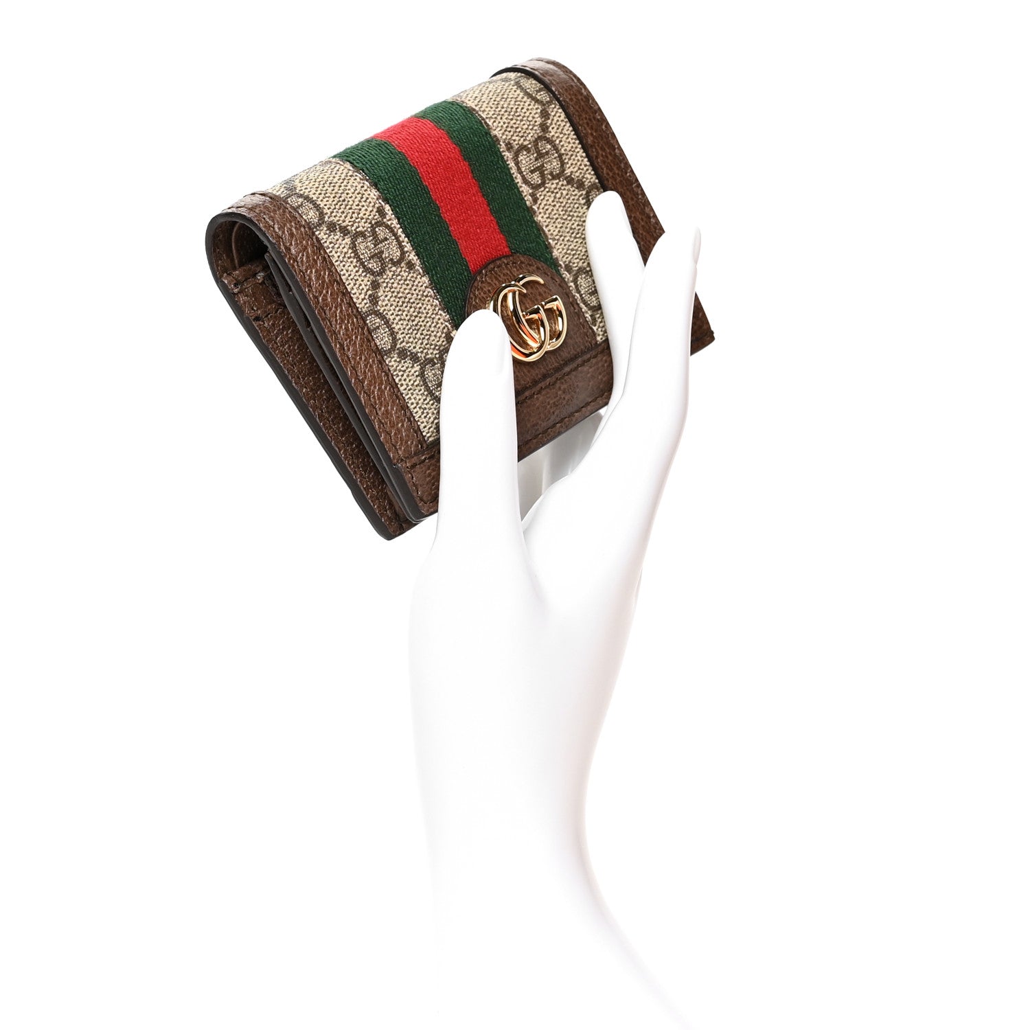 Gucci GG Supreme Monogram Web Ophidia Card Case Beige New Acero 2 of 8
