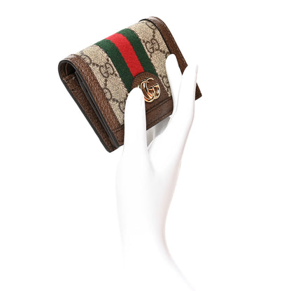 Gucci GG Supreme Monogram Web Ophidia Card Case Beige New Acero 2 of 8