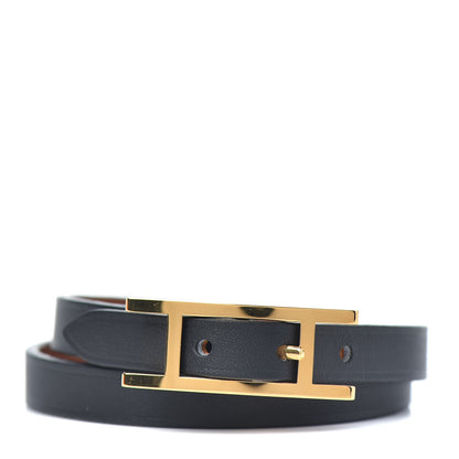 Hermes Chamonix Behapi Double Tour Bracelet T2 Black Gold 1 of 4