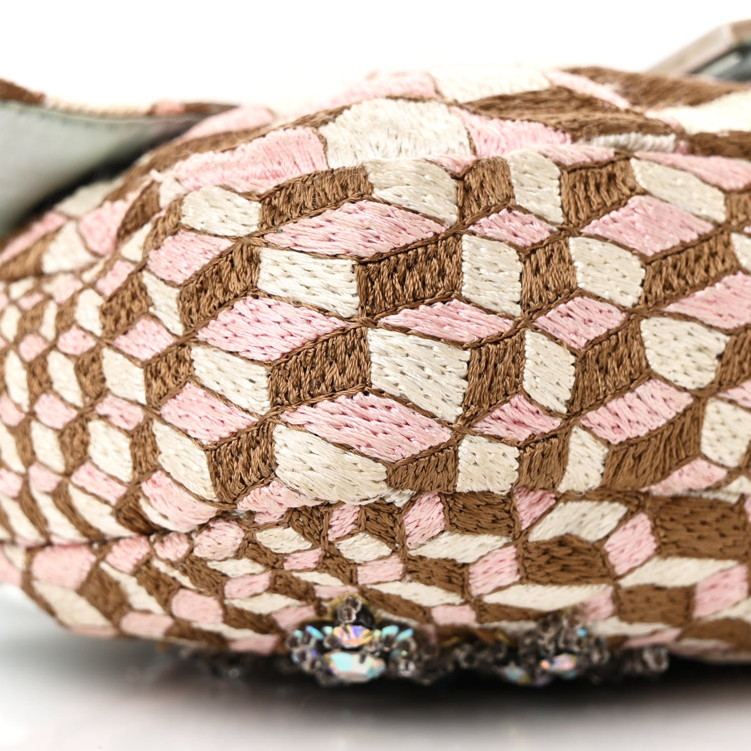 Fendi Fabric Lizard Crystal Embroidered Baguette Celeste 9 of 14