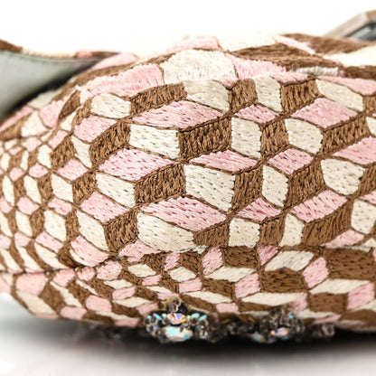 Fendi Fabric Lizard Crystal Embroidered Baguette Celeste 9 of 14