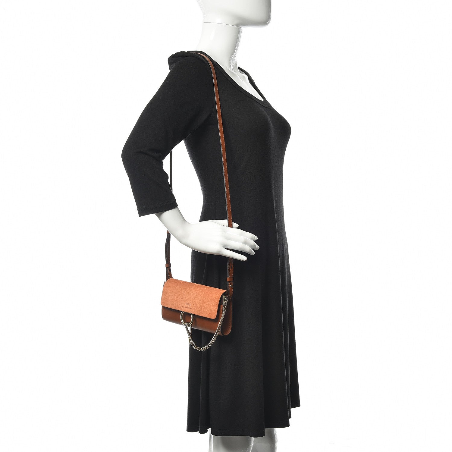 Chloe Suede Calfskin Mini Faye Shoulder Bag Tobacco 2 of 12