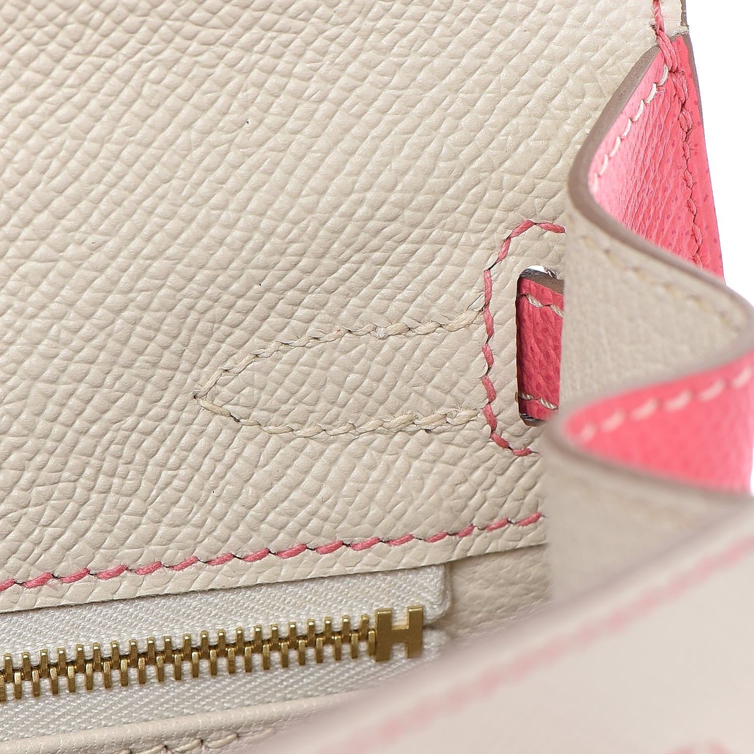 Hermes Epsom Bi-Color Horseshoe Kelly Sellier 25 Craie Rose Azalee 13 of 36