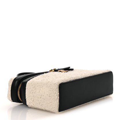 Chanel Boucle Calfskin Top Handle Slim Vanity Case With Chain Ecru Black 4 of 13
