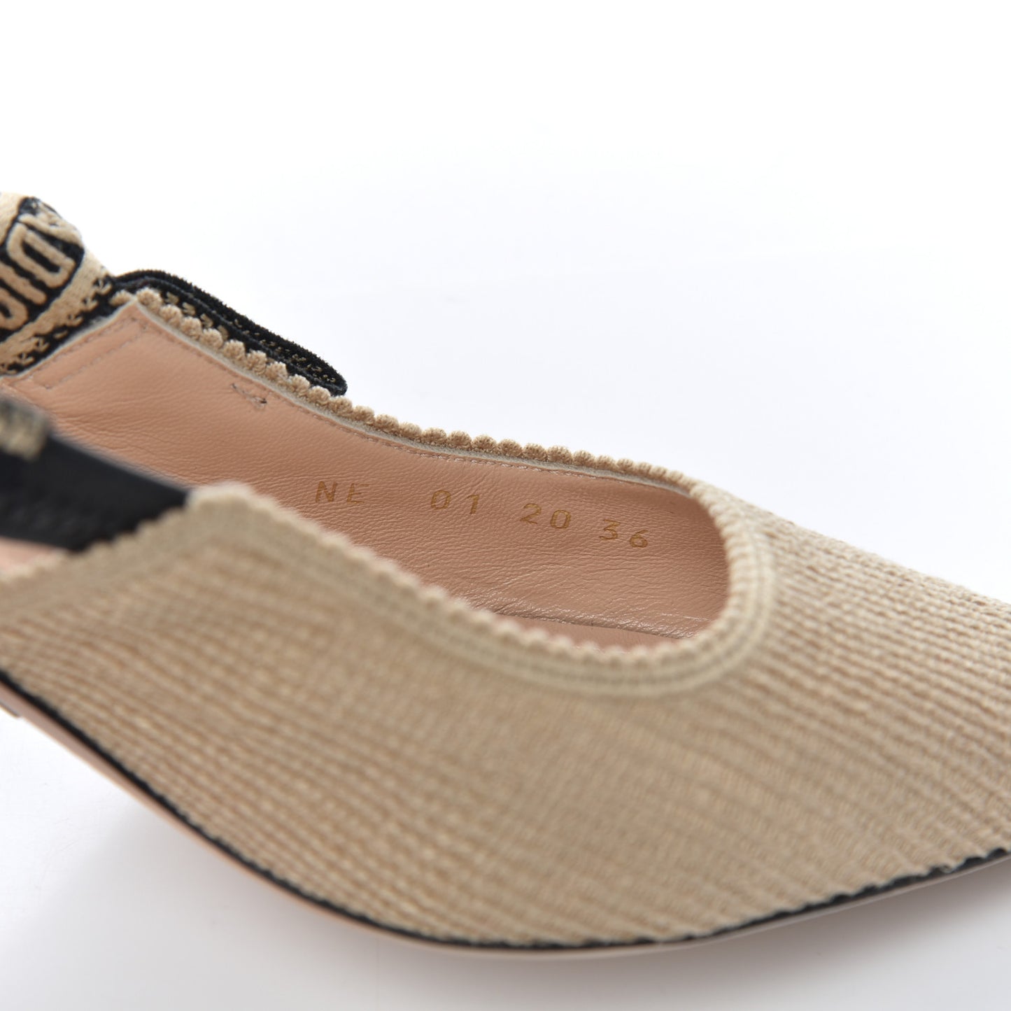 Natural Canvas Ribbon J'Adior Slingback 65mm Pumps 36 Black Cream