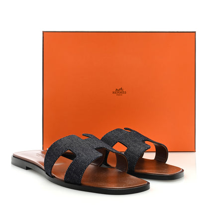 Hermes Denim Canvas Oran Sandals 41 Bleu Brut 8 of 8