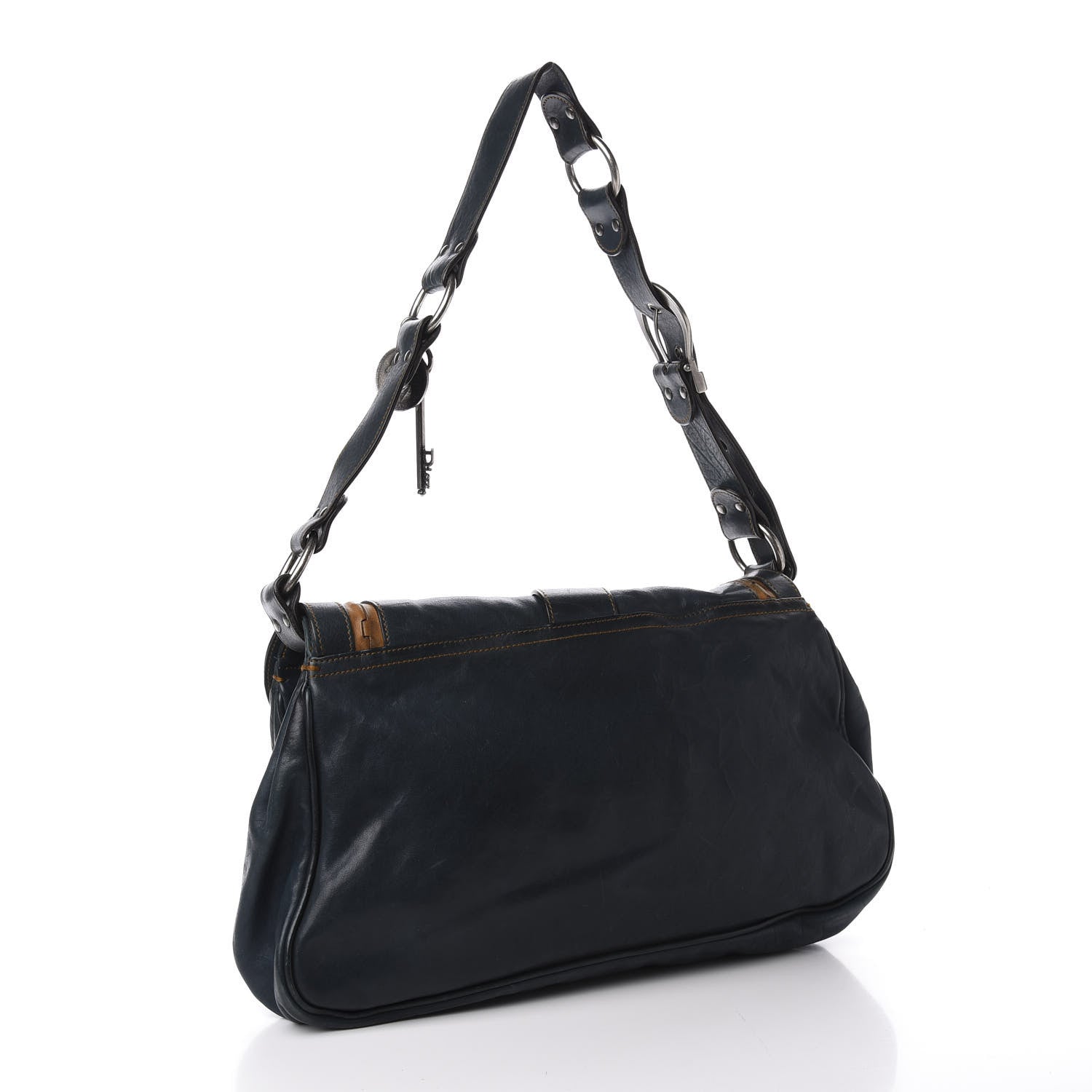 Christian Dior Calfskin Medium Gaucho Double Saddle Bag Dark Blue 2 of 14