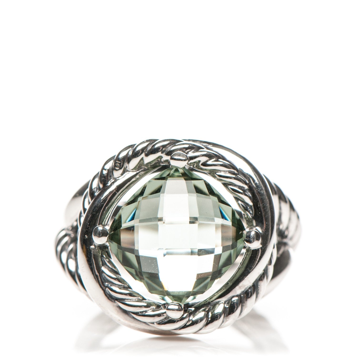 David Yurman Sterling Silver Prasiolite 11mm Infinity Ring 54 7 1 of 5