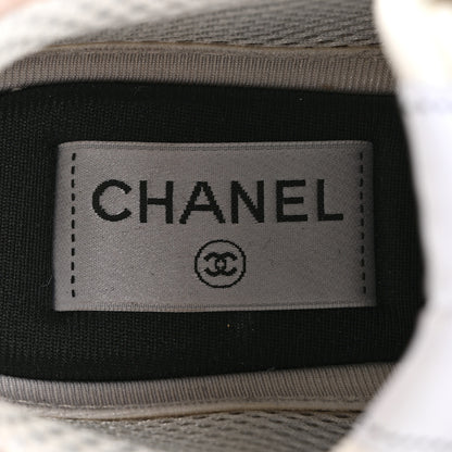 Chanel Suede Calfskin Fabric CC Sneakers 36 Dark Grey Light Pink 7 of 10