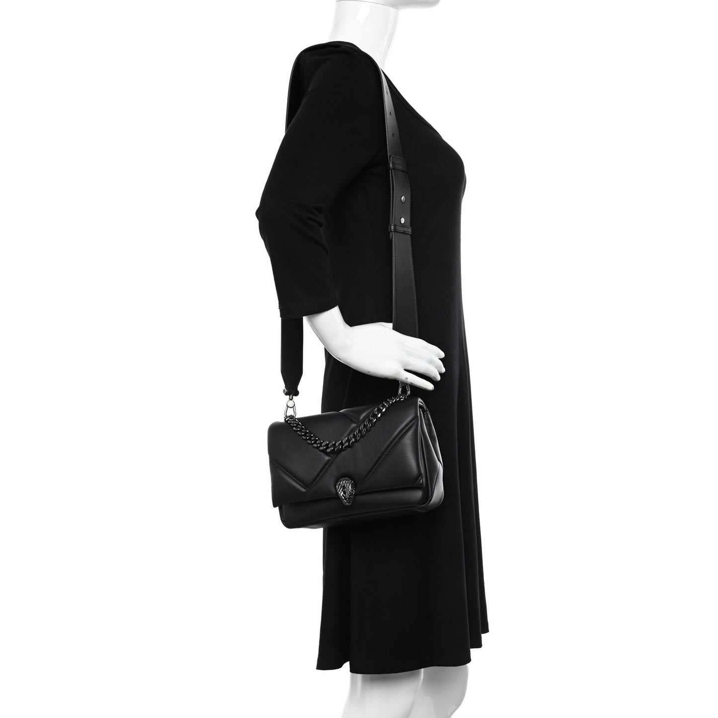 Calfskin Matelasse Mini Serpenti Cabochon Crossbody Bag Black