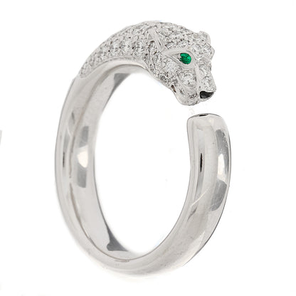 Cartier 18K White Gold Diamond Black Onyx Emerald Panthere De Cartier Ring 55 7.25 4 of 9