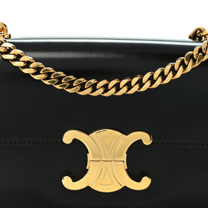 Celine Shiny Calfskin Triomphe Chain Shoulder Bag Black 8 of 11