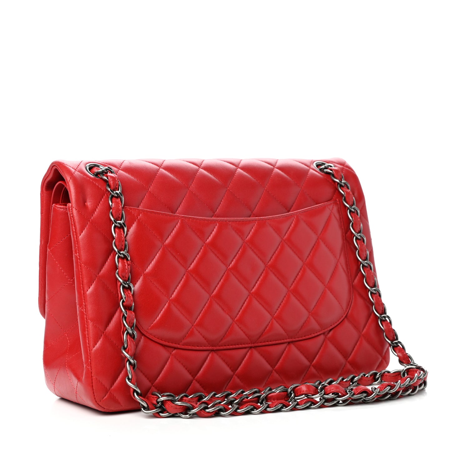 Lambskin Quilted Jumbo Double Flap Red