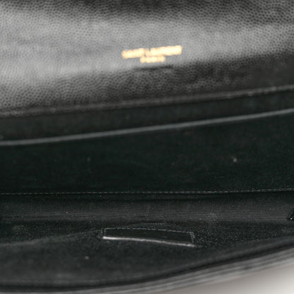 Saint Laurent Grain De Poudre Matelasse Chevron Monogram Envelope Clutch Black 5 of 6