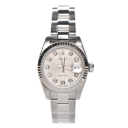 Rolex Stainless Steel 18K White Gold Diamond 26mm Oyster Perpetual Datejust Watch Silver Jubilee 179174 1 of 9