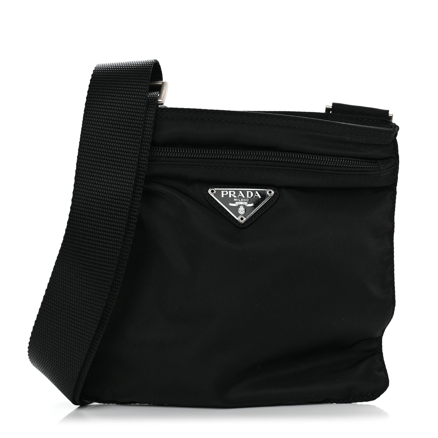 Prada Nylon Flat Messenger Bag Black 1 of 10