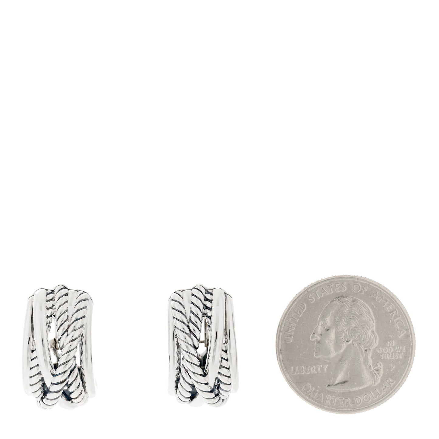 Sterling Silver Crossover Shrimp Earrings