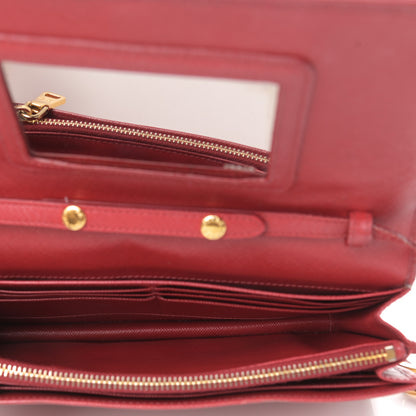 Prada Saffiano Metal Flap Wallet With Strap Fuoco 5 of 14