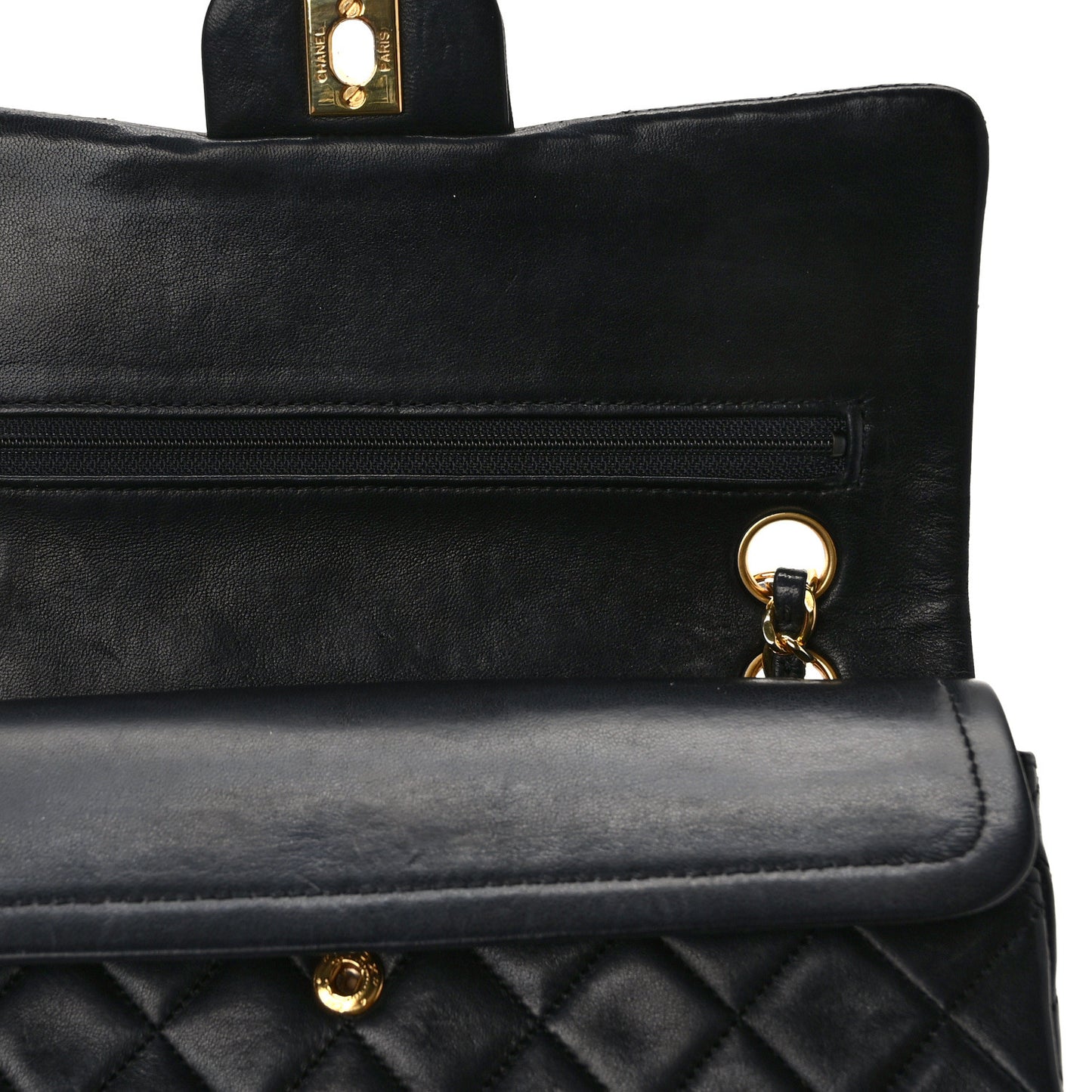 Lambskin Quilted Small Double Flap Black