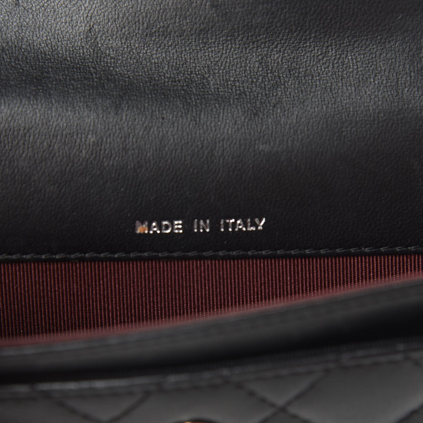 Lambskin Quilted Flap Card Holder Black