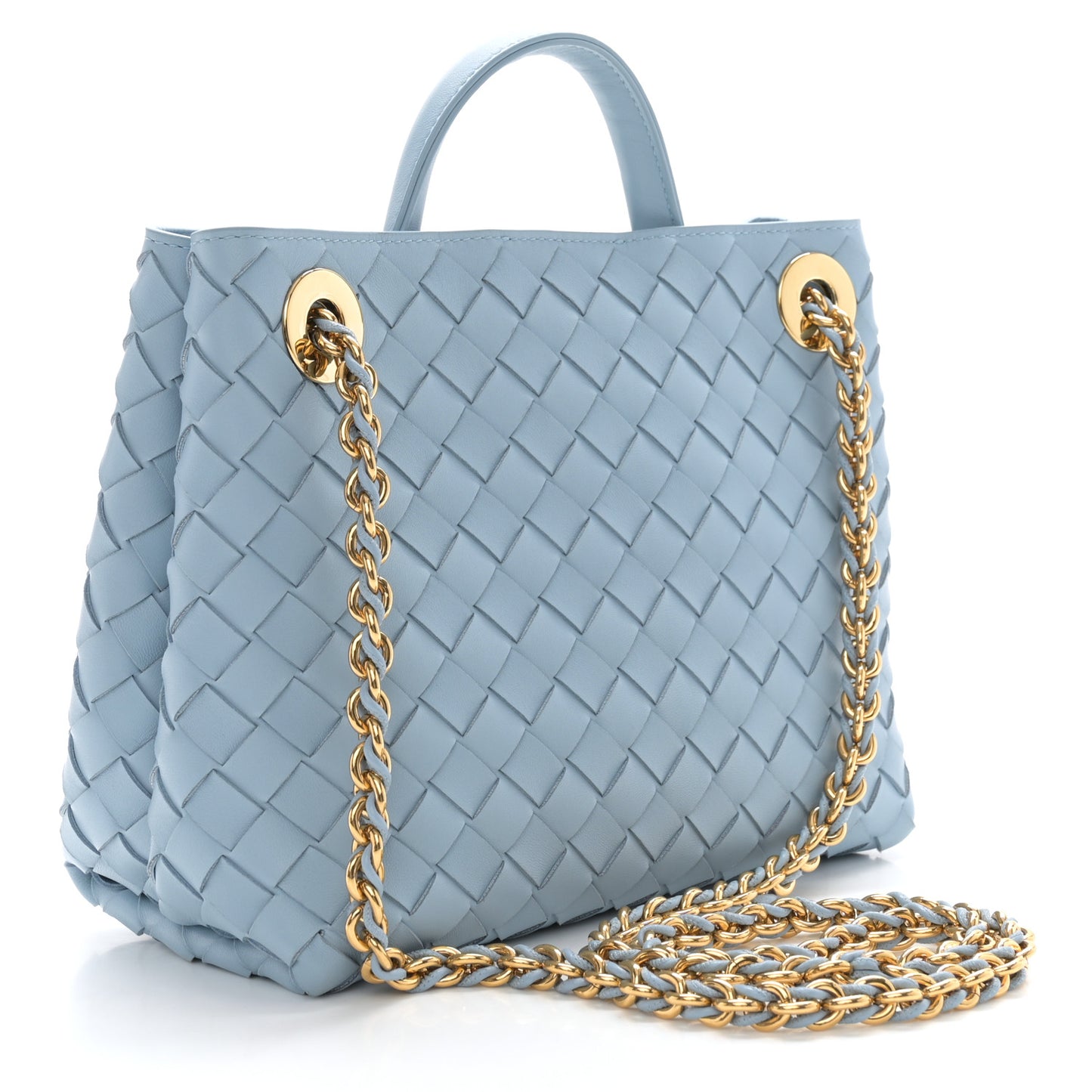 Nappa Intrecciato Small Andiamo With Chain Shoulder Bag Ice