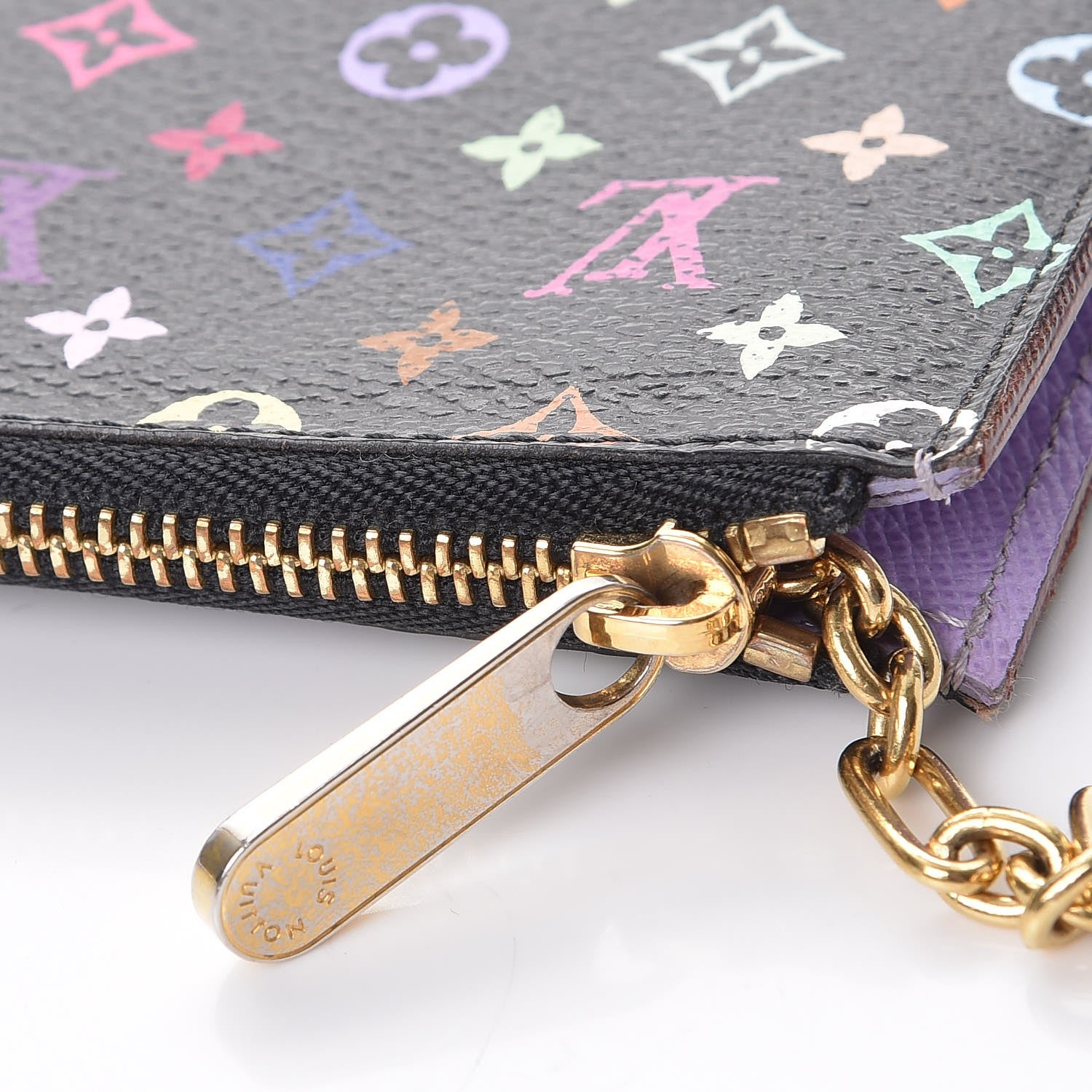 Louis Vuitton Monogram Multicolor Key Pouch Black Violet 9 of 10