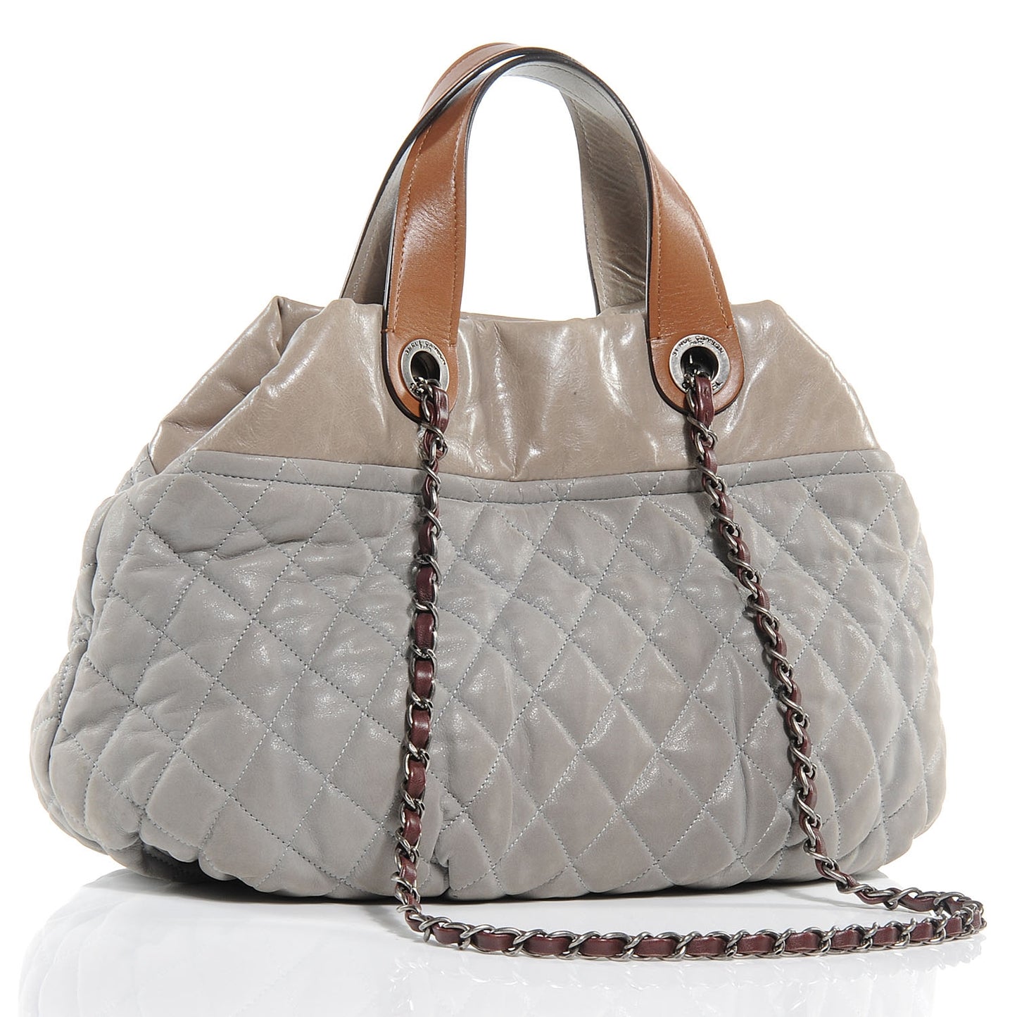 Iridescent Calfskin Large In The Mix Tote Bag Gray