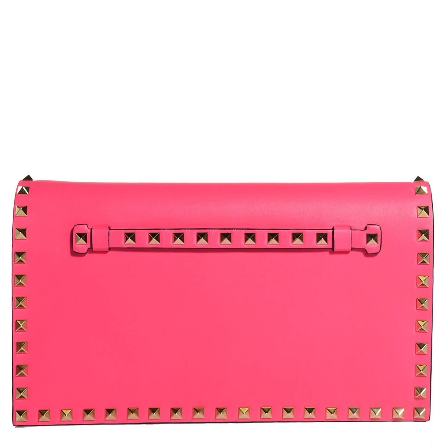 Nappa Rockstud Wristlet Clutch Fuxia Fluo